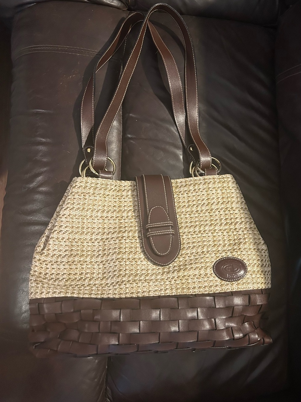 Vintage Guy Laroche Paris Straw and leather shoulder bag